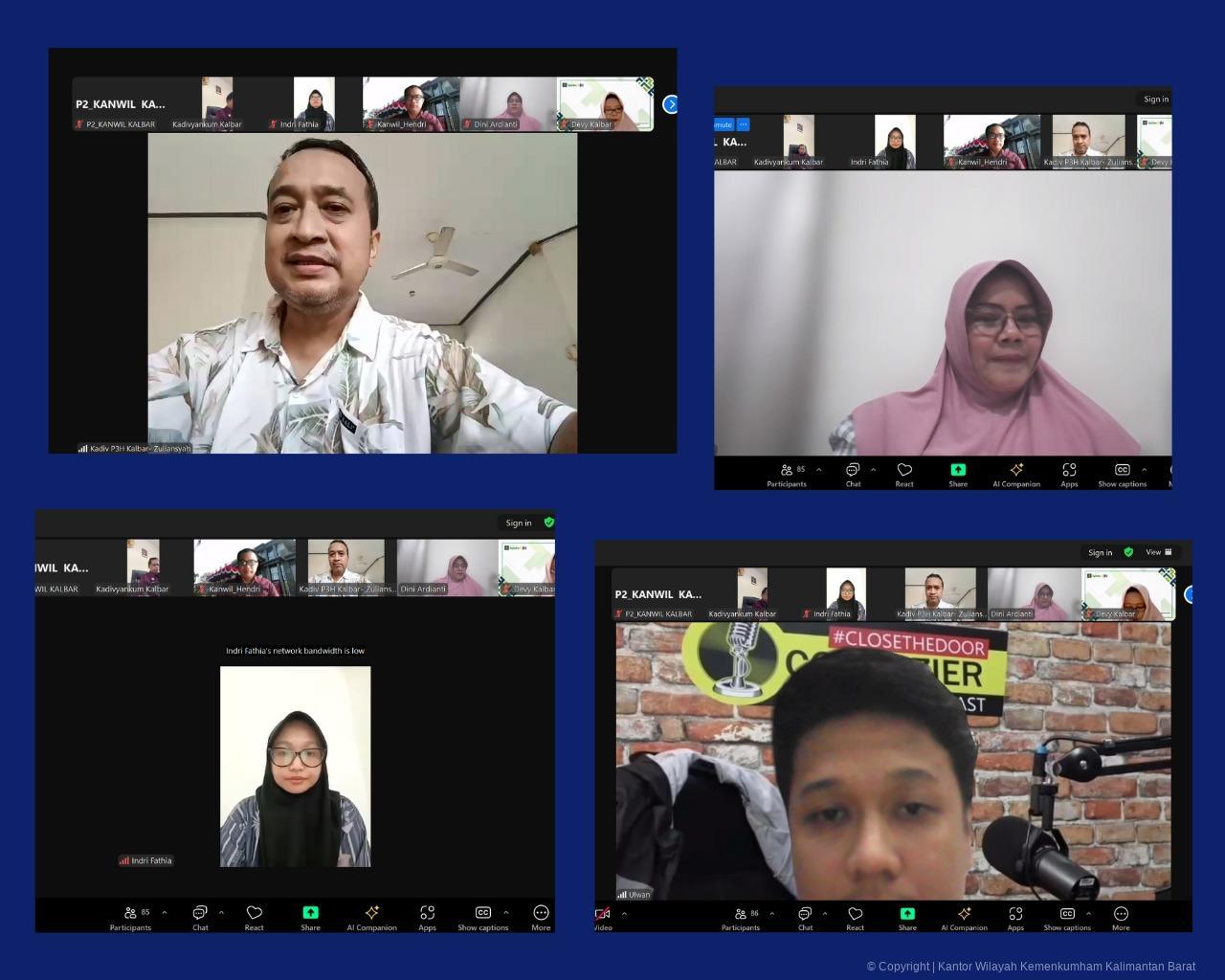 Apel Pagi Virtual, Divisi di Kanwil Kemenkum Kalbar Diminta Segera Susun Laporan Evaluasi Triwulan II 