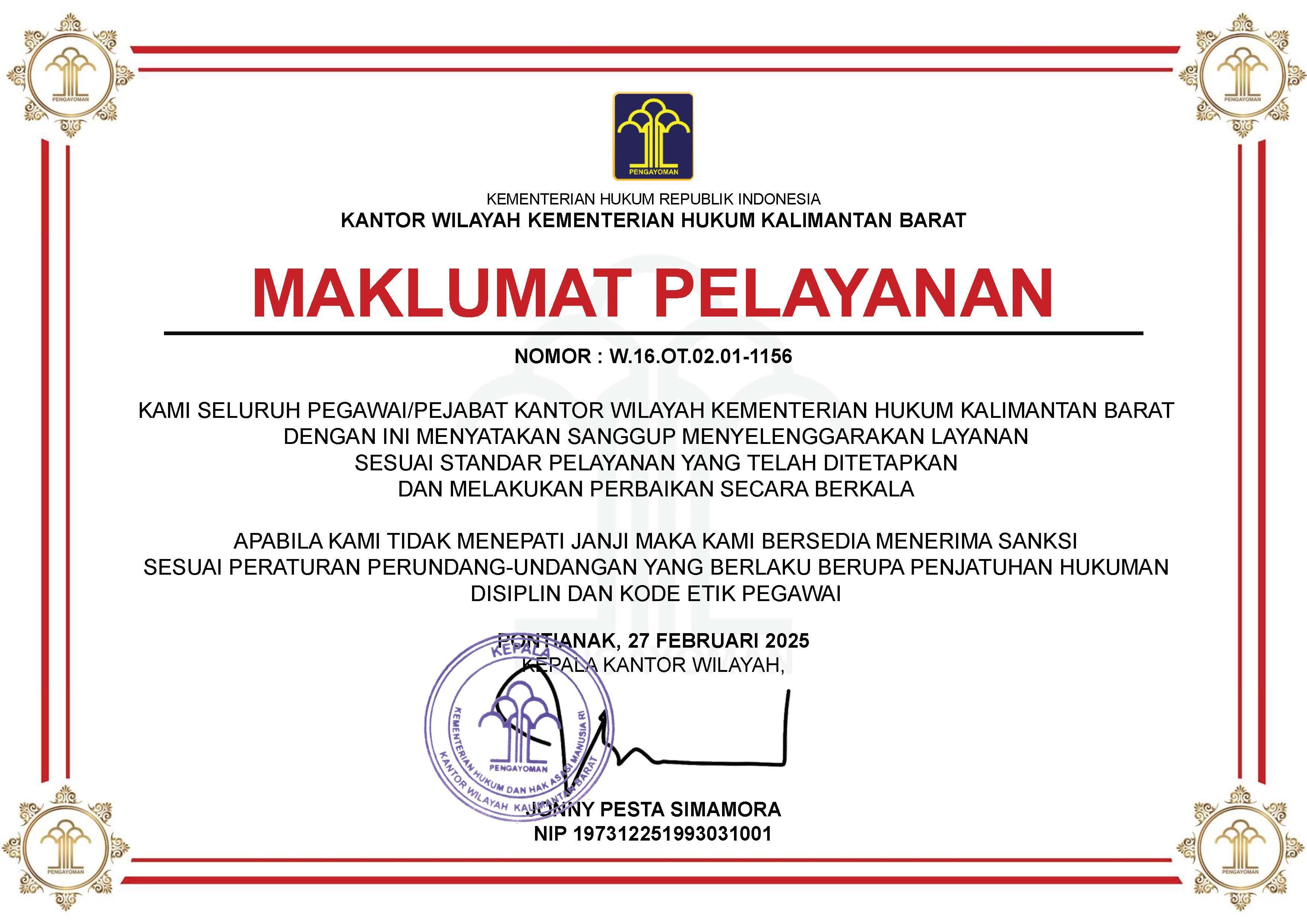 Maklumat Pelayanan 2025